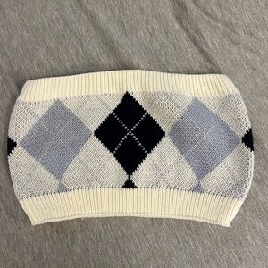 Full Tilt Argyle Crop Top in Cream and Black